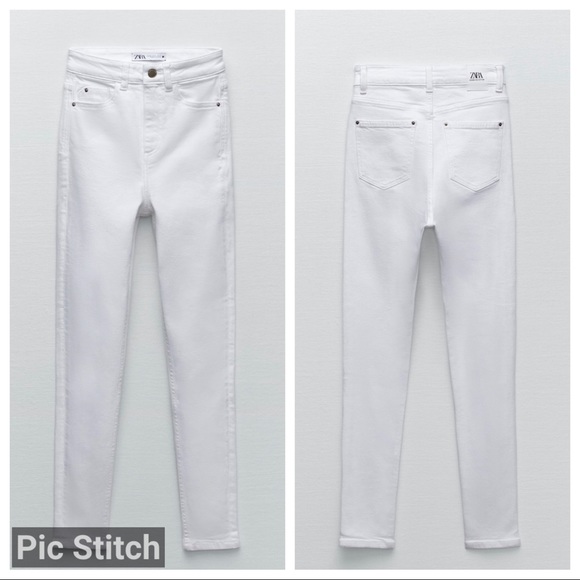 SOLD‼️Zara white high waist denim skinny jeans NWOT - Picture 3 of 4
